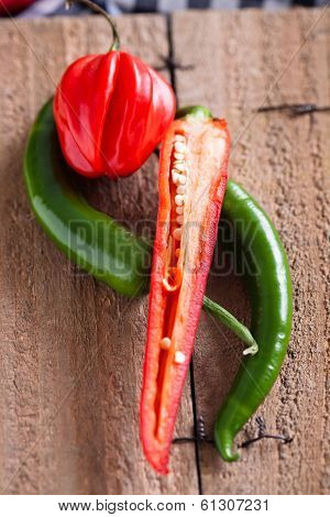 Red And Green Chili Peppers
