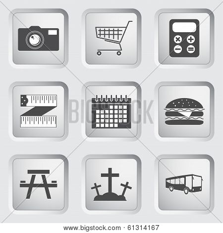 Icons on the buttons for Web Design. Set 3