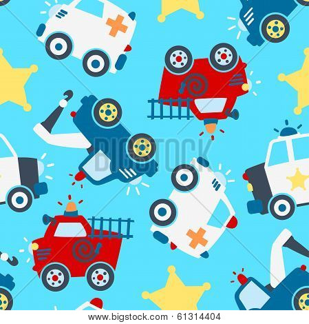 Rescue Vehicles Seamless Pattern.