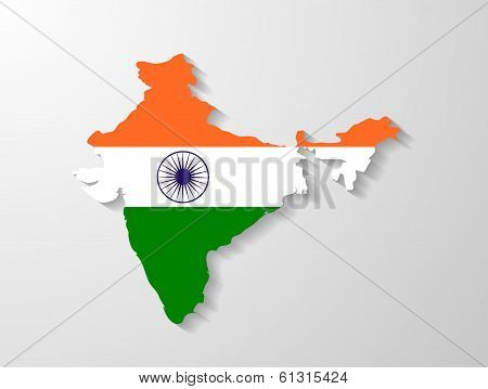 India  Flag Map With Shadow Effect