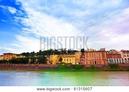 Arno River Bank In Florence
