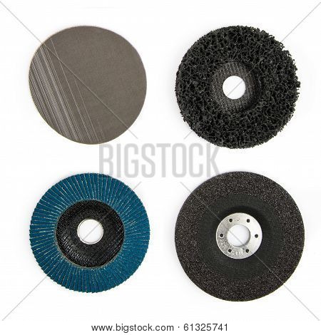 Hardware Disks Of Ironmongery Over Isolated White Background