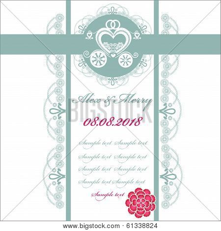 Wedding invitation card with carriage