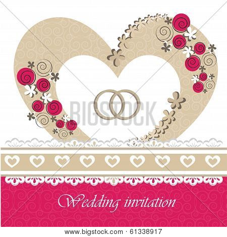 Wedding invitation card with floral elements