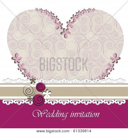 Wedding invitation card with floral elements
