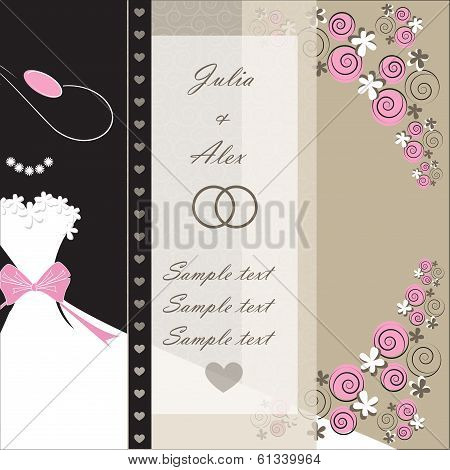 Wedding invitation card with floral elements