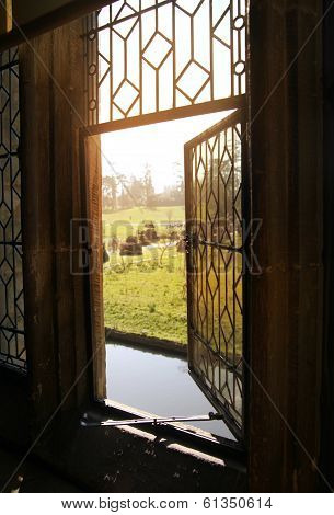 HEVER CASTLE AND GARDENS, KENT, UK - MARCH 10, 2014: view form Tudor house