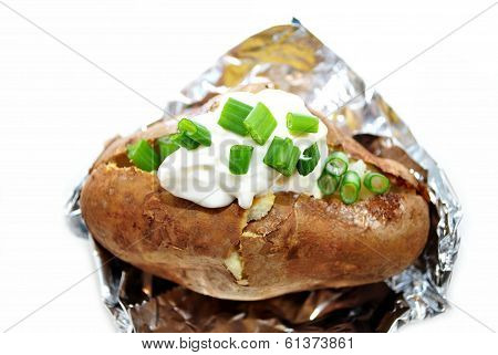 Baked Potato With Sour Cream And Fresh Chives