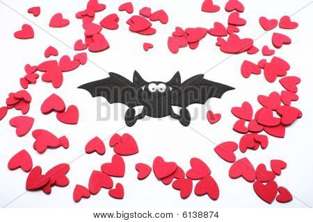 Morcego Halloween com pequenos corações