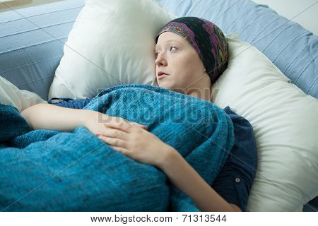 Sad Woman With Cancer