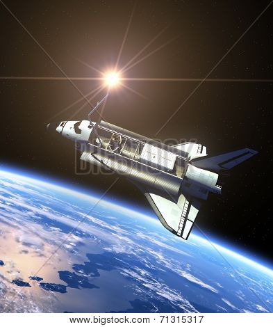 Space Shuttle And Sun