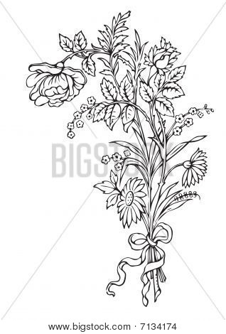 antikke blomster gravering (vektor)