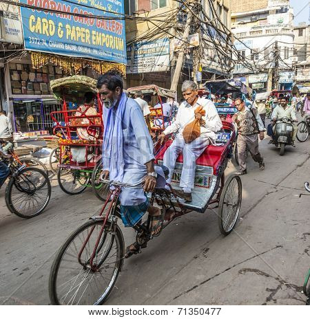 Cycle Rickshaws With Passenger In The Streets