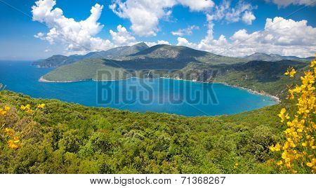 Beautiful panoramic view on nature bay near Agia Kiriaki, Greece.