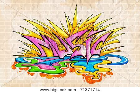 illustration of music background graffiti style