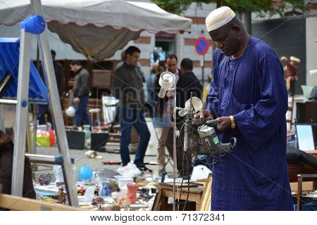 Flea Market On Place Du Jeu De Balle In Brussels, Belgium