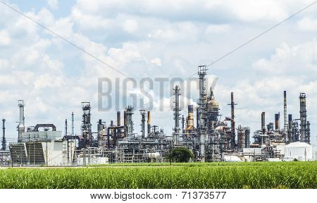 Smokestacks Spewing Smoke From Convent Oil Refinery