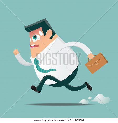 Running businessman in hurry