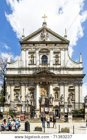 People Visit The The Church Of Saints Peter And Paul In Old Town District