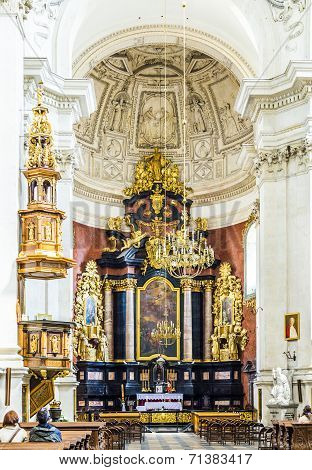 People Visit The The Church Of Saints Peter And Paul In Old Town District
