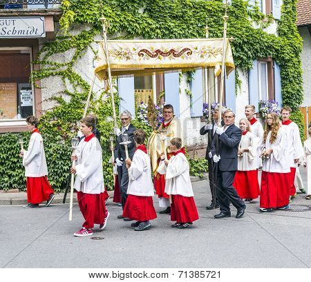 Johannis Procession In Oberrrotweil, Germany