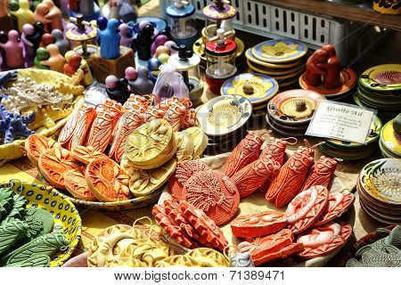 Ceramics Exposed For Sale On Cours Saleya
