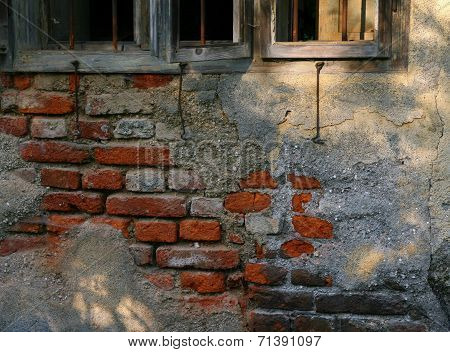 Brick wall of an old mill