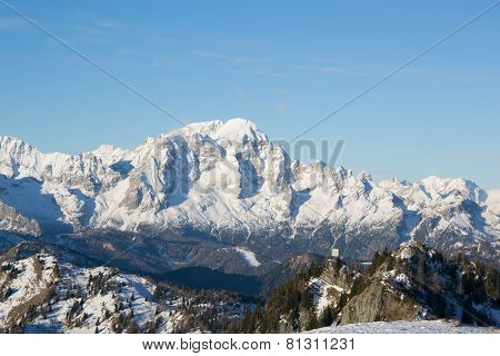 Mount Civetta Viewd From Mount Rite During Winter