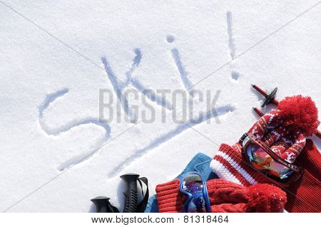 Ski Written In Snow