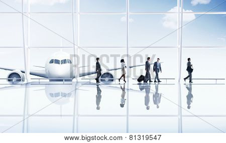 Airport Travel Business People Trip Transportation Airplane Concept