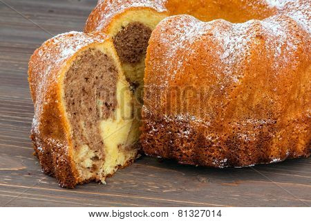 a marble cake for dessert. symbolic photo for taxes, fees and shares