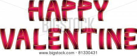 Red And Yellow Happy Valentine Ribbon Text