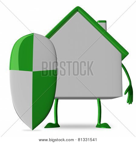 White Cottage With Shield