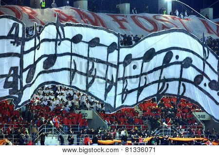 Choreography Of Football Fans In A Stadium