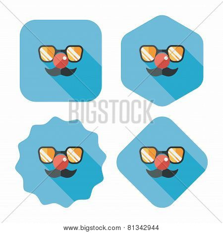 Birthday Mustache Props Flat Icon With Long Shadow,eps10