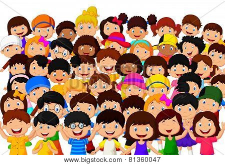 Crowd children cartoon