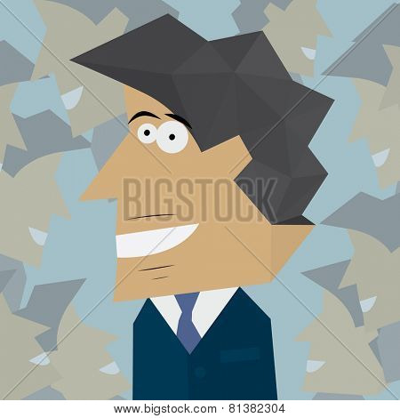 Portrait of young businessman smiling happy, looking at you. Vector illustration eps10