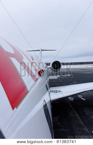 NIZHNY NOVGOROD. RUSSIA. January 26, 2015. STRIGINO AIRPORT.Passenger plane Bombardier CRJ 100
