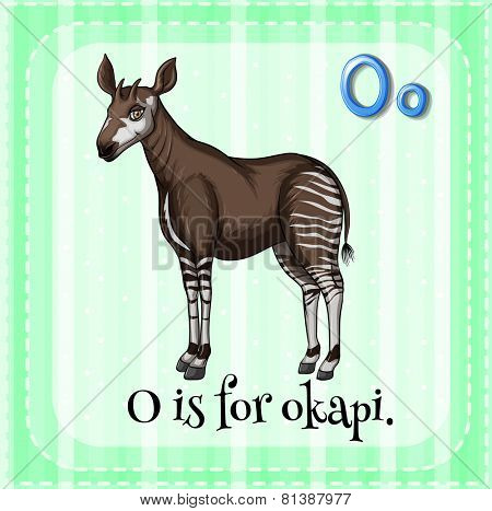 Illustration of a letter O is for okapi