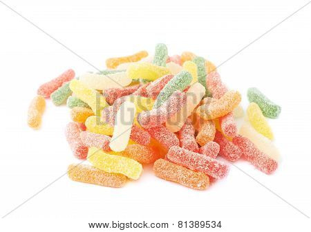 Sugar coated jelly worms candy sweets