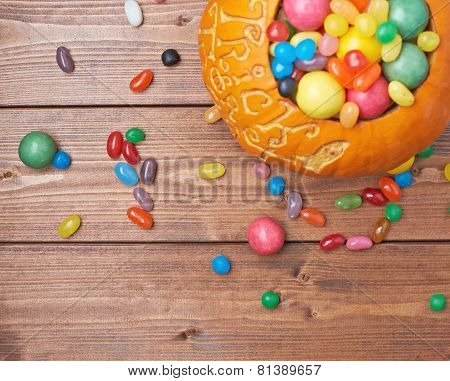 Trick or treat pumpkin composition
