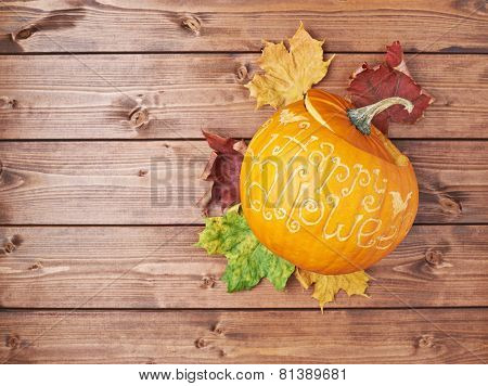 Happy Halloween pumpkin composition
