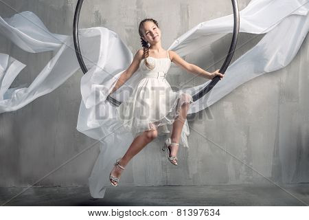Girl with long flying dress