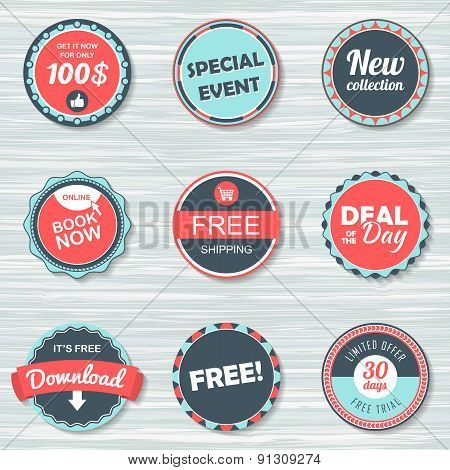 Vintage labels template set: free shipping ,free, download, new collection, deal of the day, book no