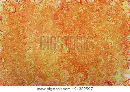 Yellow Ebru Patterned Fan