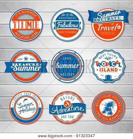 Summer Holidays, Travel, Vacation Adventure Labels Template Set