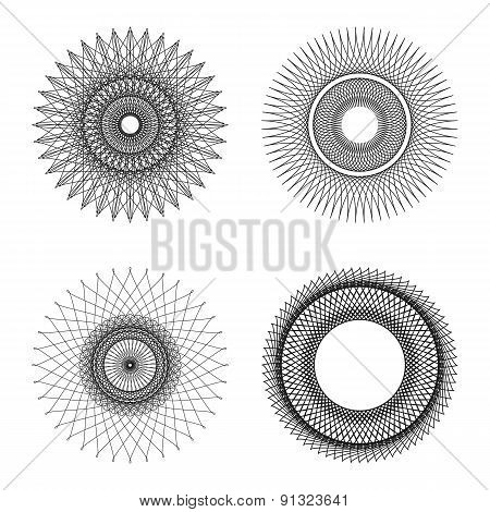 Vector Vintage Circular Ornaments. Retro Sunburst Collection
