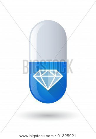Blue Pill Icon With A Diamond