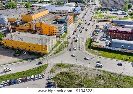 Bird eye view on Ochakovo factory. Tyumen. Russia