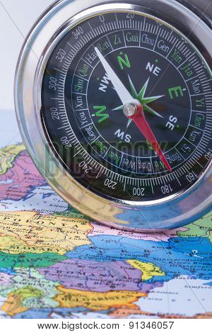 Compass On Map